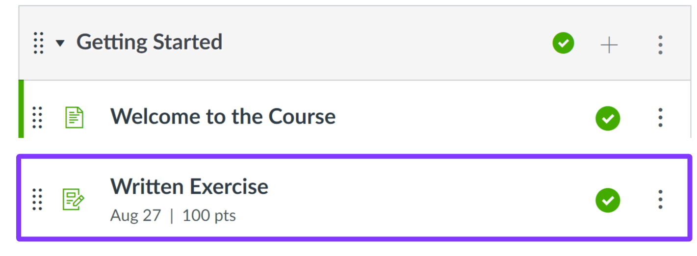 Assignment highlighted in the module.