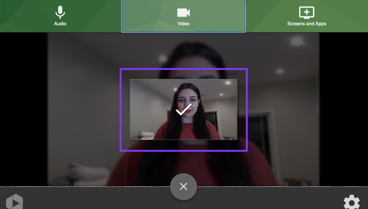 Camera selection displayed on screen in Panopto