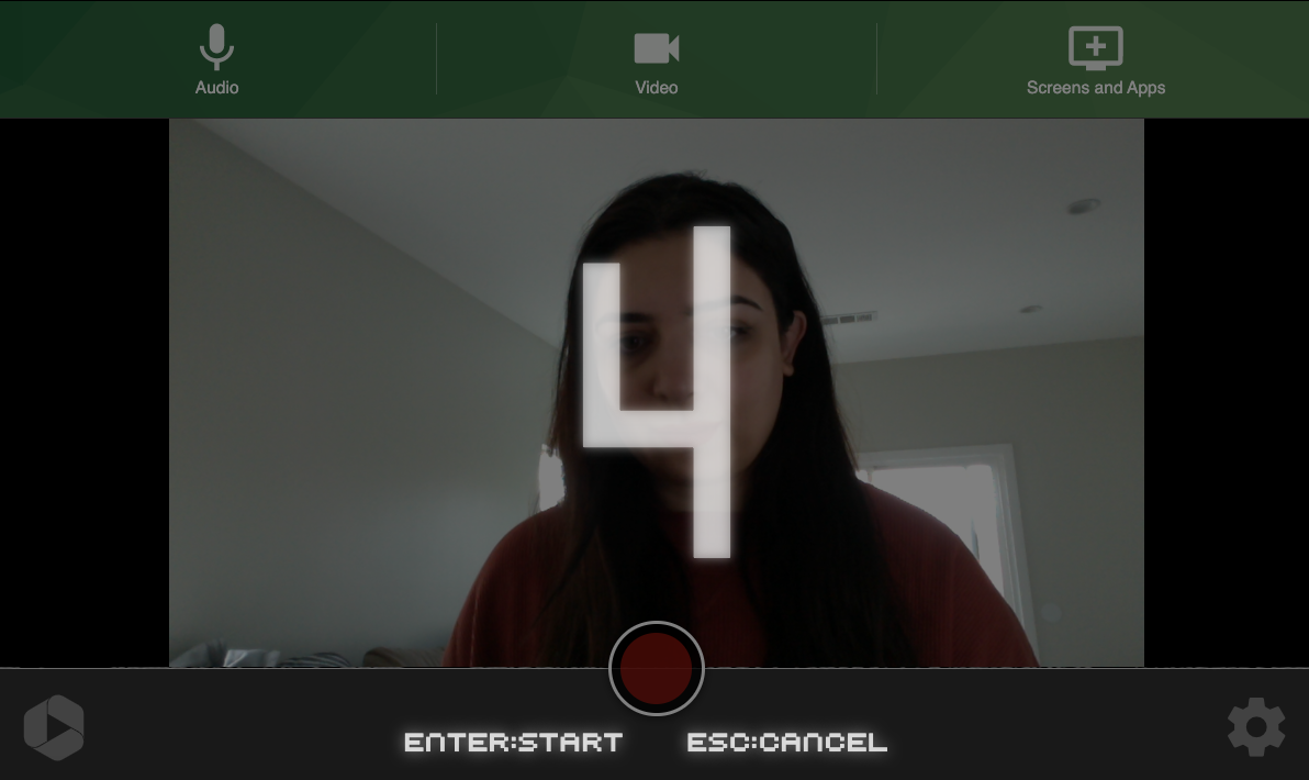 5 second countdown on screen to prepare for recording