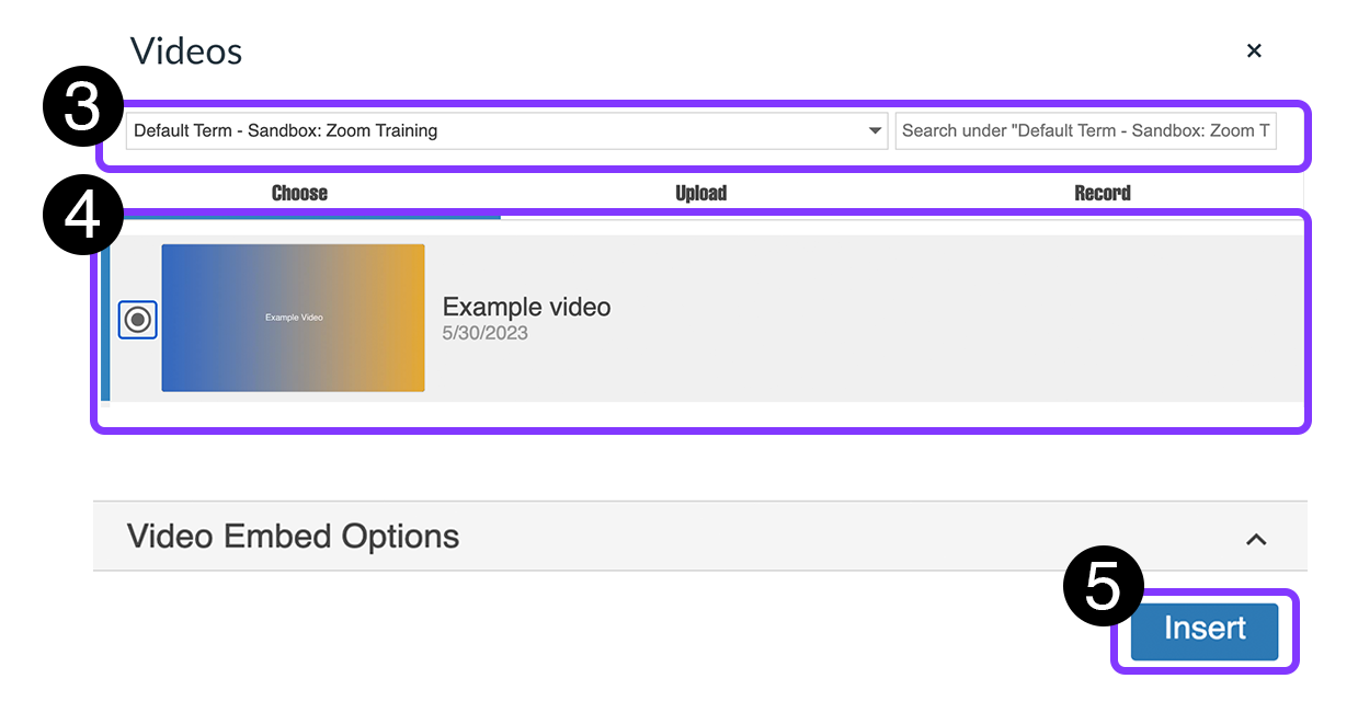 select video to embed
