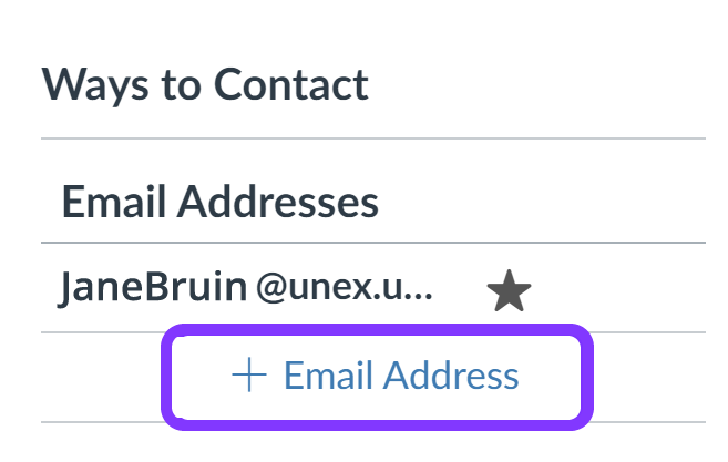 +Email Address highlighted in the Ways to Contact sidebar.