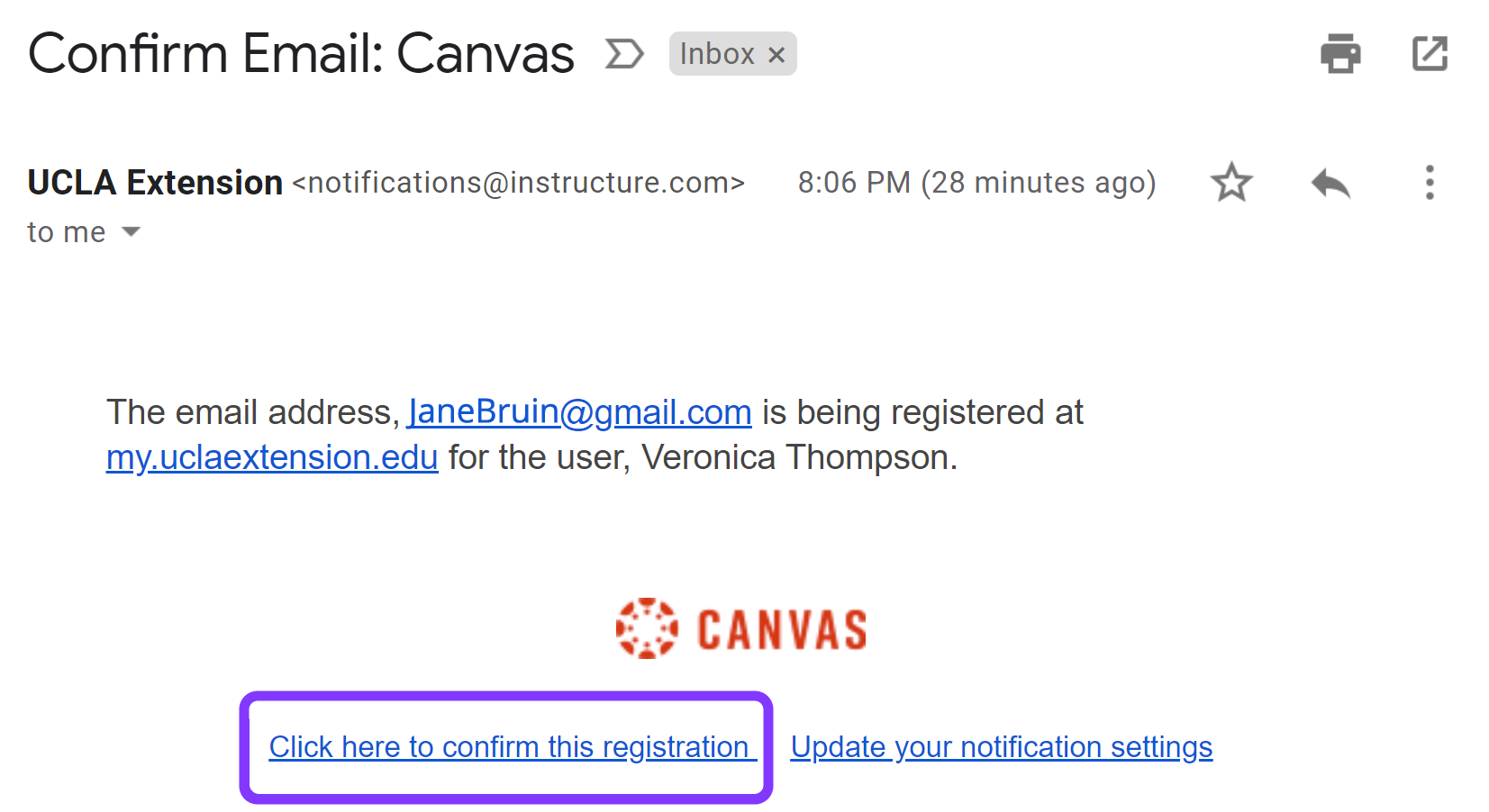 Click here to confirm this registration link highlighted in the email.
