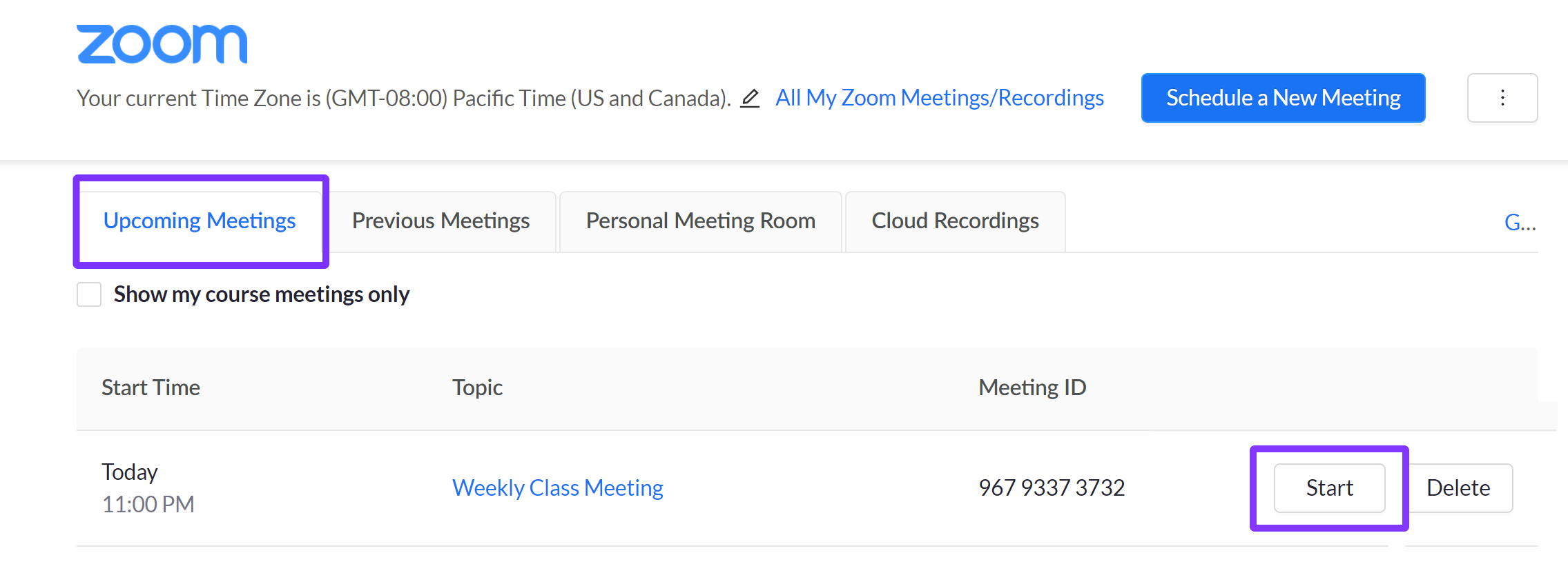 Schedule And Start A Zoom Meeting Via Canvas Instructor Knowledge Base   17055835672987