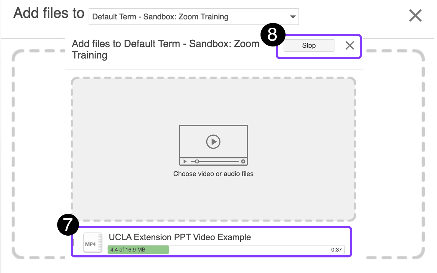 Upload video progress bar