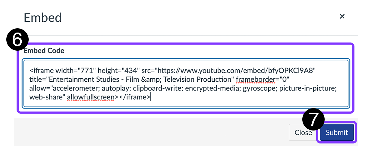 embed code displayed